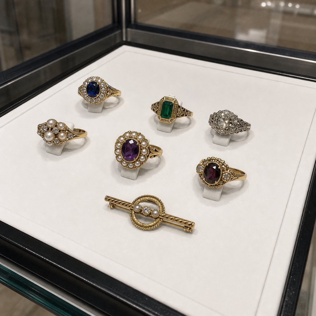 Vintage jewelry displayed for browsing